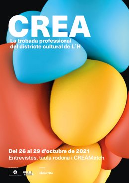 Cartell de la trobada CREA 2021 del Districte Cultural de l'Hospitalet de Llobregat