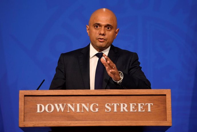 20 October 2021, United Kingdom, London: UKHealth Secretary Sajid Javid attends a media briefing in Downing Street on the latest updates regarding the coronavirus situation in the country. Photo: Toby Melville/PA Wire/dpa