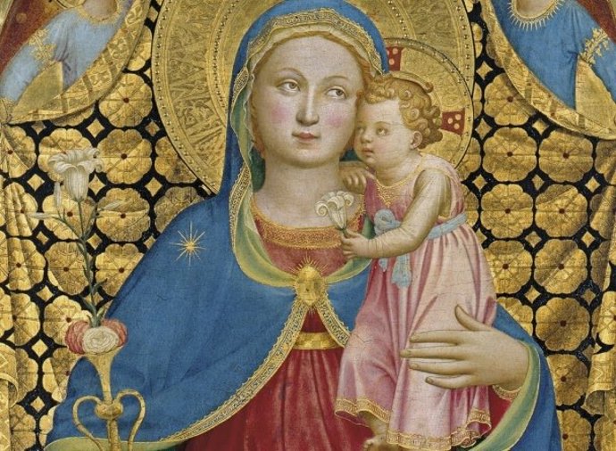 Fra Angelico. La Virgen De La Humildad (Detalle), Hacia 1433-1435. Colección Thyssen-Bornemisza, En Depósito En El Museu Nacional DArt De Catalunya (MNAC).