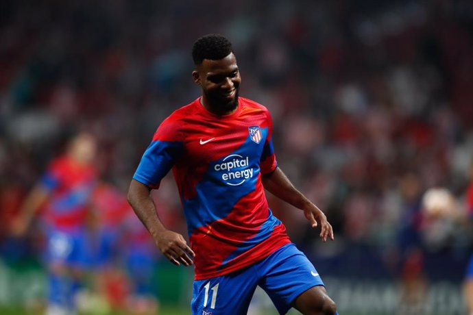 Thomas Lemar of Atletico de Madrid warms up during the UEFA Champions League, Group B, football match played between Atletico de Madrid and Liverpool FC at Wanda Metropolitano stadium on October 19, 2021, in Madrid, Spain.