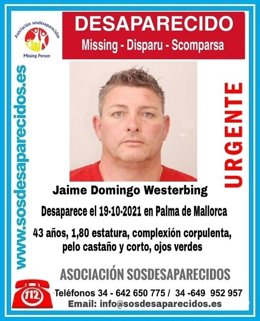 Jaime Domingo Westerbing, desaparecido el 19 de octubre en Palma.