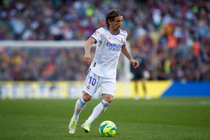 Luka Modric of Real Madrid in action during the spanish league, La Liga Santander, football match played between FC Barcelona and Real Madrid at Camp Nou stadium on October 24, 2021, in Barcelona, Spain.