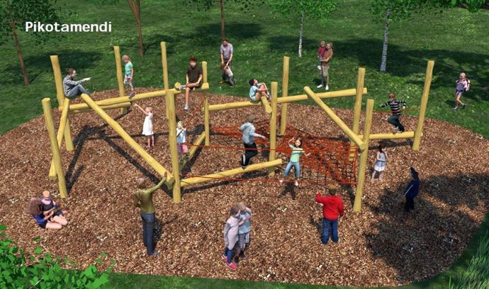 Infografía del área de juegos infantilres y aventura dePikotamendi, en Artxanda.