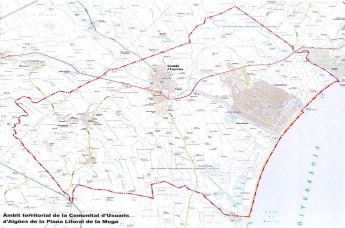 Ámbito territorial de la Comunitat d'Usuaris d'Aigües de la llanura litoral de la Muga (Girona)