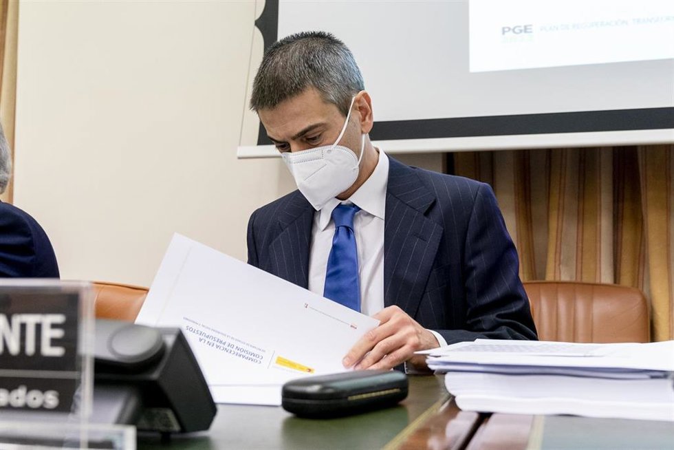 El secretario de Estado de Seguridad Social, Israel Arroyo, en la Comisión de Presupuestos en el Congreso de los Diputados