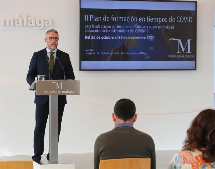 Juan Carlos Maldonado, vicepresidente primero de la Diputación de Málaga, en rueda de prensa