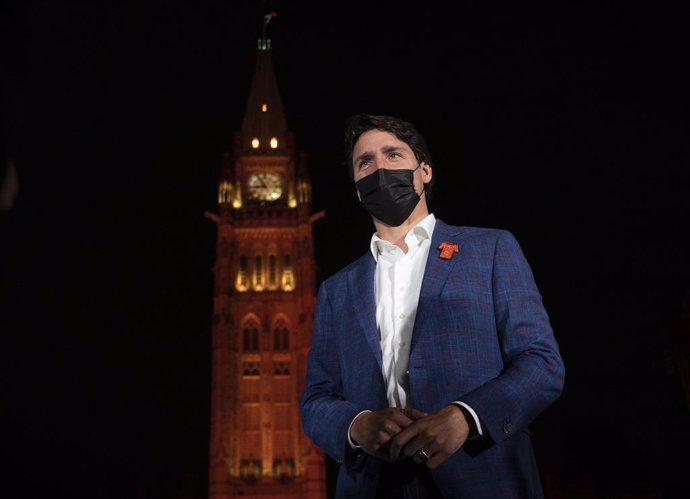 29 September 2021, Canada, Ottawa: Canadian Prime Minister Justin Trudeau attends with residential school survivors and their families a ceremony on Parliament Hill on the eve of the first National Day of Truth and Reconciliation. Photo: Adrian Wyld/The