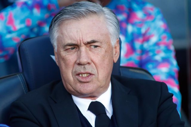 Carlo Ancelotti, coach of Real Madrid, looks on during the spanish league, La Liga Santander, football match played between FC Barcelona and Real Madrid at Camp Nou stadium on October 24, 2021, in Barcelona, Spain.