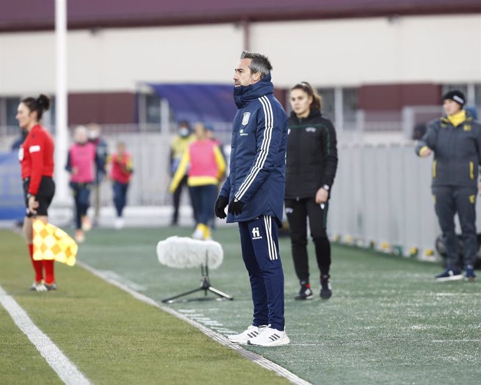 Jorge Vilda durante el partido entre Ucrania y la selección española femenina de clasificación para el Mundial de Fútbol de 2023