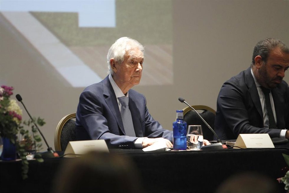 El fundador de Meliá Hotels International, Gabriel Escarrer Juli, durante la presentación de su libro de memorias 'Mi vida'. 