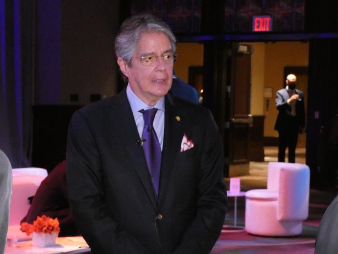 Archivo - Guillermo Lasso, presidente de Ecuador, durante un foro en Nueva York