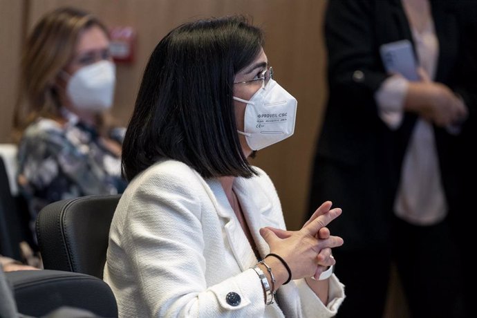 La ministra de Sanidad, Carolina Darias, en el XII Congreso de la Coordinadora Estatal de VIH y Sida (CESIDA), en el Espacio Meeting Place, a 22 de octubre de 2021, en Madrid, (España).