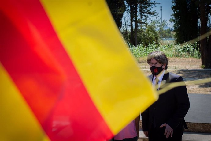 Archivo - El expresident Carles Puigdemont; durante el acto de celebración de los 60 años de mnium Cultural, a 16 de julio de 2021, en Elna, (Francia). mnium Cultural celebra este viernes un acto en Elna (Francia) para conmemorar el 60 aniversario de 