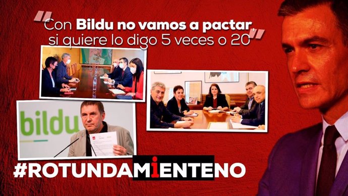El PP lanza en redes sociales una campaña para denunciar las "mentiras" de Sánchez sobre sus pactos con Bildu, indultos o subir impuestos. En Madrid, a 27 de octubre de 2021.