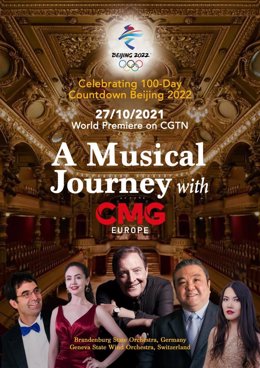 Cartel promocional del concierto 'A Musical Journey' para promocionar la cuenta atrás de 100 días para los Juegos Olímpicos de Invierno de Pekín 2022