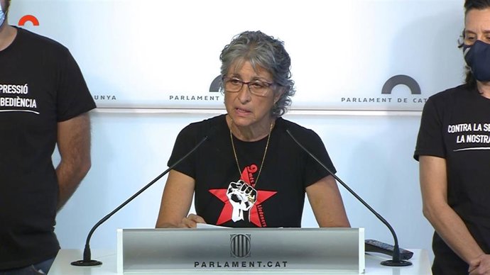 La representante de los nueve encausados durante una protesta en Lledoners (Barcelona) Xus Merino.