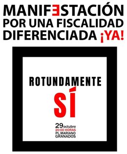 Cartel de Soria ¡YA! de la manifestación para exigir la fiscalidad diferenciada.