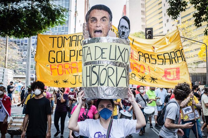 Archivo - Manifestación contra el presidente de Brasil, Jair Bolsonaro, en Belo Horizonte.