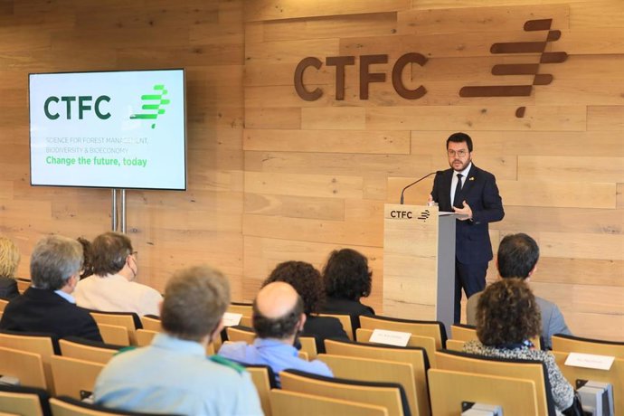 El presidente de la Generalitat, Pere Aragons, en el 25 aniversario del CTFC