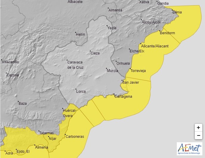 Meteorología activa el aviso amarillo por temporal en la costa de la Región este sábado