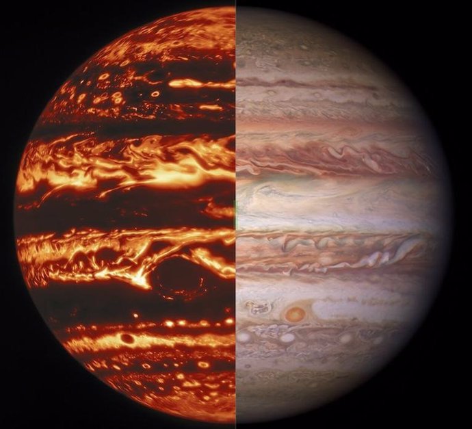 La apariencia de bandas de Júpiter es creada por la "capa meteorológica" que forma las nubes.