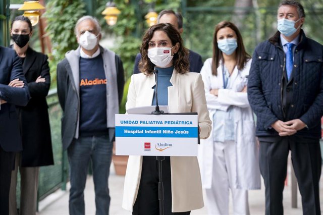 La presidenta de la Comunidad de Madrid, Isabel Díaz Ayuso, en la inauguración de la nueva Sala de Hospitalización de Cuidados Paliativos del Hospital público Infantil Niño Jesús