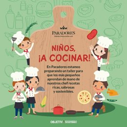Paradores promueve la alimentación sostenible con talleres de cocina para niños.