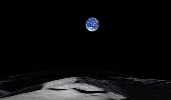 Visión de la Tierra desde el polo sur de la Luna