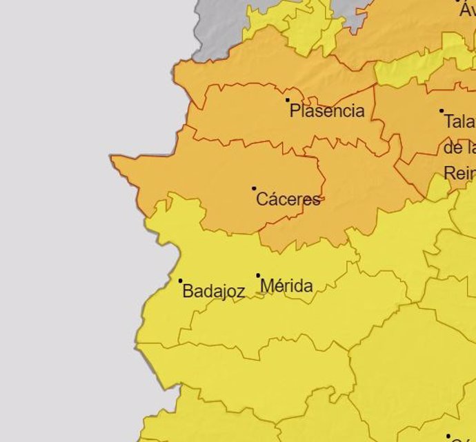 Avisos por lluvas este sábado en Extremadura