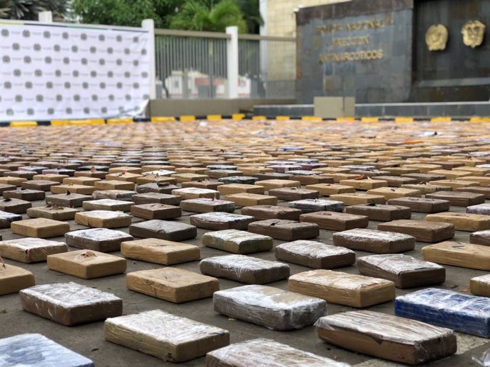 Fardos de cocaína incautados por la Policía de Colombia