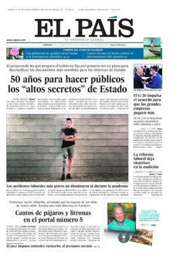 Portada de El País para el 31 de octubre.