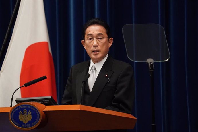 04 October 2021, Japan, Tokyo: Japan's newly elected Prime Minister Fumi Kishida speaks during a news conference at the prime minister's official residence. Photo: Pool/ZUMA Press Wire/dpa