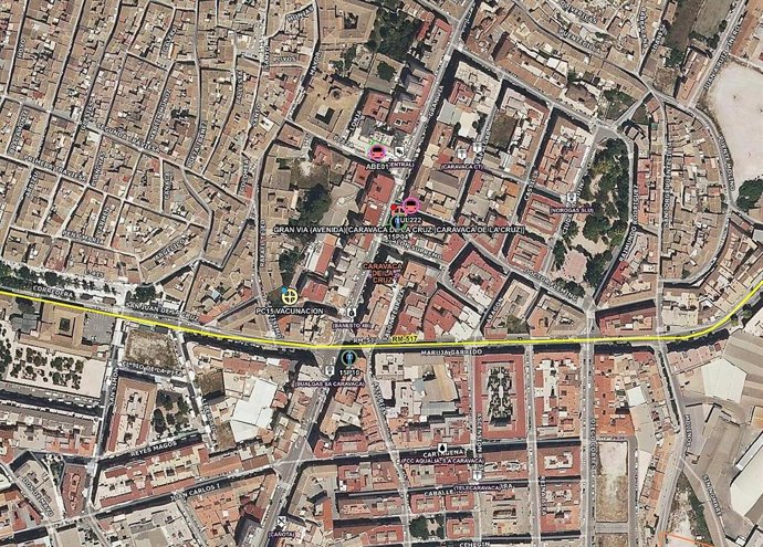 Imagen sobre el mapa del lugar del incendio