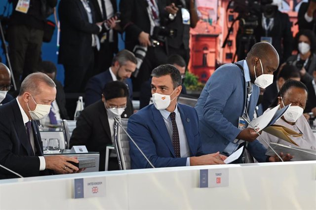 El presidente del Gobierno, Pedro Sánchez, durante la cumbre del G20, en el centro de congresos de la Nuvola, a 20 de octubre de 2021, en Roma (Italia).
