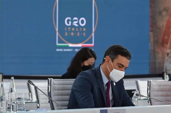 El presidente del Gobierno de España, Pedro Sánchez en la segunda jornada de la cumbre del G20, a 31 de octubre de 2021, en Roma (Italia). 