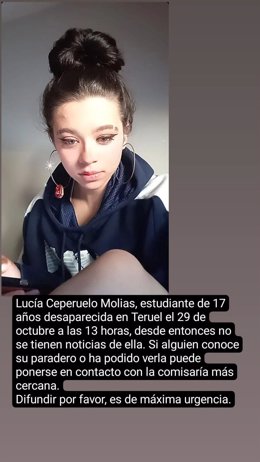 La Policía Nacional busca a una joven de 17 años desaparecida en Teruel.