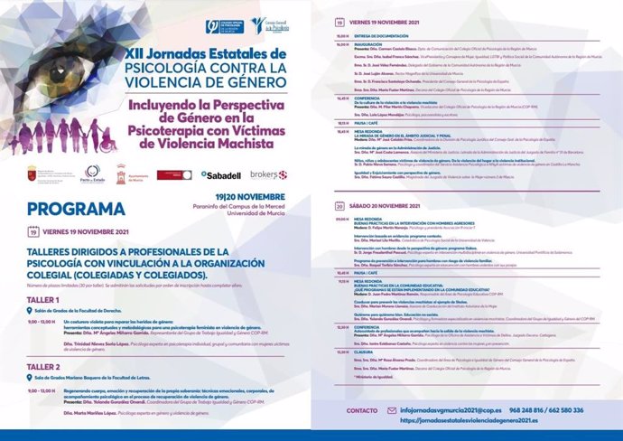 Programa de las XII Jornadas Estatales de Psicología contra la Violencia de Género