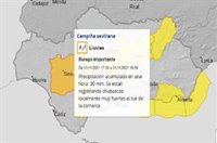 Aemet eleva a naranja el aviso por lluvias en la Campiña de Sevilla