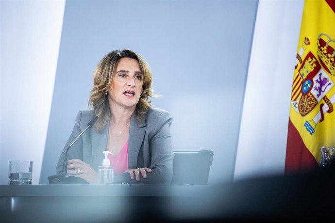 La vicepresidenta tercera y ministra de Transición Ecológica y Reto Demográfico, Teresa Ribera, comparece tras la reunión del Consejo de Ministros en Moncloa.