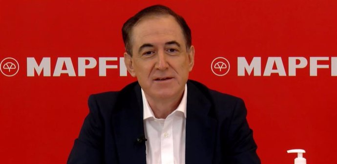 Archivo - El presidente de Mapfre, Antonio Huertas, durante la presentación de resultados del primer trimestre de 2020.