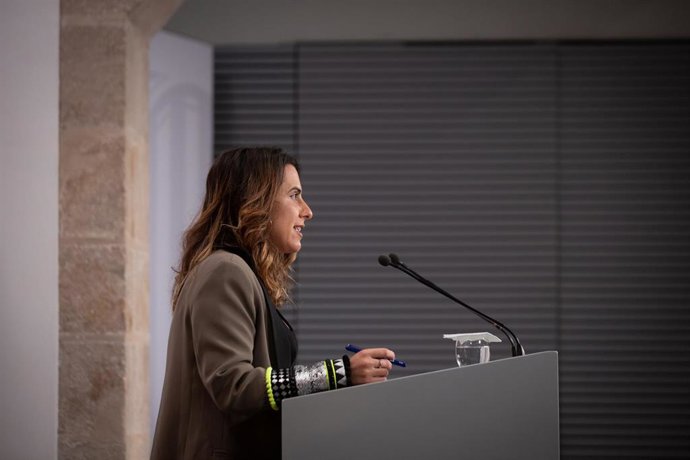 La portavoz del Govern Patrícia Plaja, comparece en rueda de prensa posterior al al Consell Executiu, en la Generalitat de Catalunya, a 2 de noviembre de 2021, en Barcelona, Cataluña (España). Durante la rueda de prensa, la portavoz del Govern ha explic