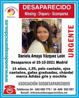 Buscan a una chica de 14 años desaparecida hace una semana en Madrid