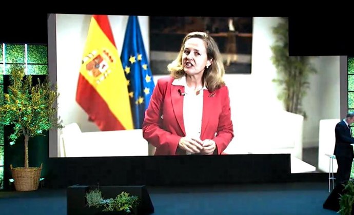 La vicepresidenta primera y ministra de Asuntos Económicos y Transformación Digital, Nadia Calviño, en la Conferencia Internacional de Banca de Santander.