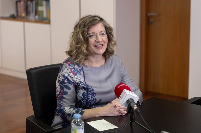 La presidenta de Adif, María Luisa Domínguez, durante una entrevista para Europa Press