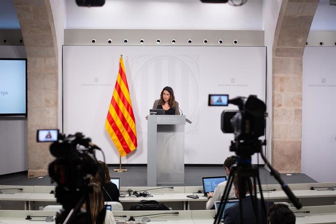 La portavoz del Govern, Patrícia Plaja, comparece en rueda de prensa posterior al al Consell Executiu, en la Generalitat de Catalunya.