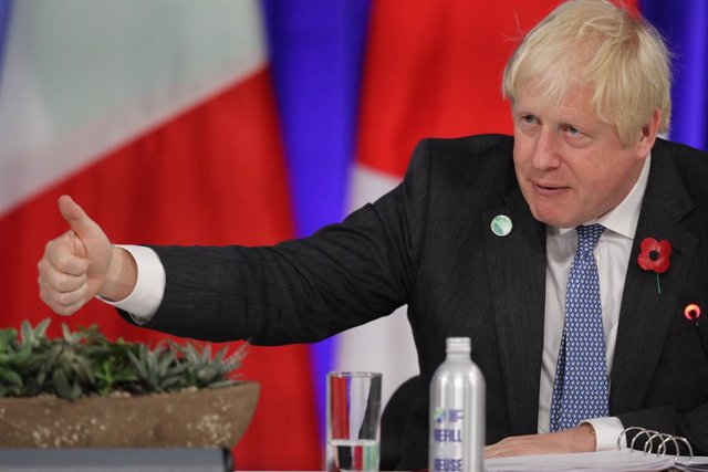 02 November 2021, United Kingdom, Glasgow: UK Prime Minister Boris Johnson speaks during the Build Back Better event on the sidelines of the UN Climate Change Conference (COP26) at the Scottish Event Campus (SEC). Photo: Steve Reigate/Daily Express via PA