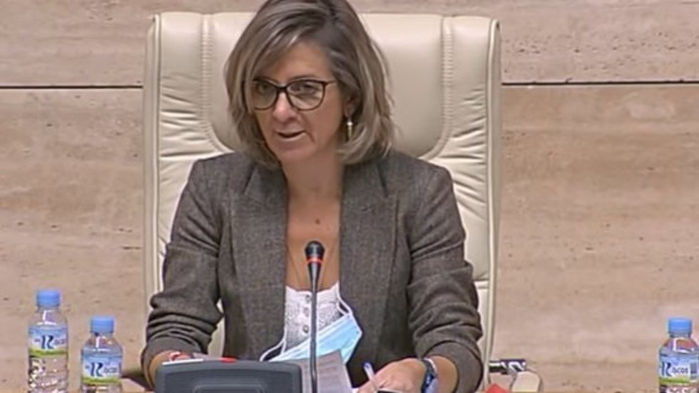 La secretaria general de la Consejería de Agricultura, Desarrollo Rural, Población y Territorio de la Junta, María Muriel, en su comparecencia en la Asamblea para explicar los Presupuestos de la comunidad para 2022 en su departamento