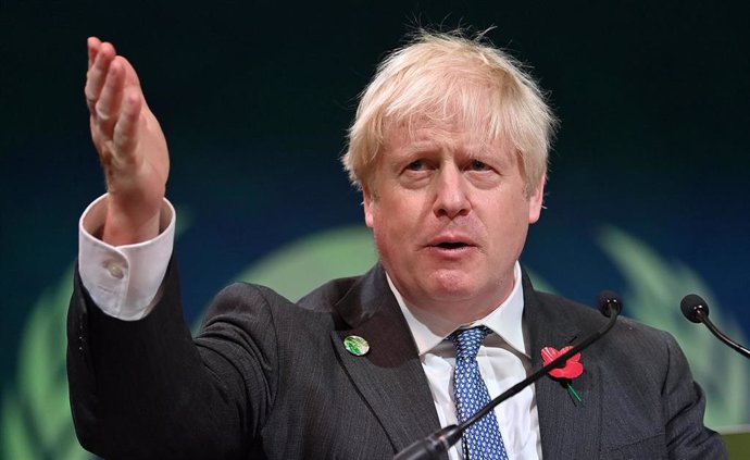 02 November 2021, United Kingdom, Glasgow: UK Prime Minister Boris Johnson gives his opening remarks at the Leaders' Action on Forests and Land-use event during the UN Climate Change Conference (COP26) at the Scottish Event Campus (SEC). Photo: Paul Ell