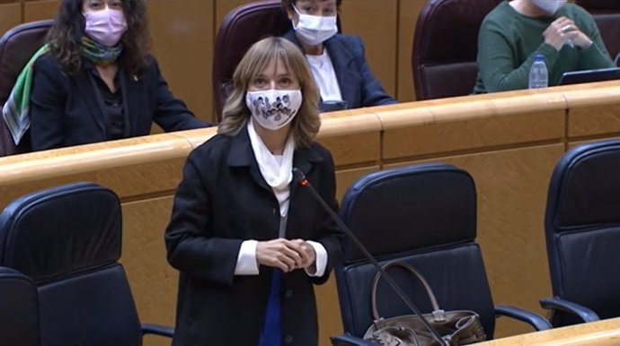 La ministra de Educación y FP, Pilar Alegría, en el Pleno del Senado de este martes, 2 de noviembre de 2021