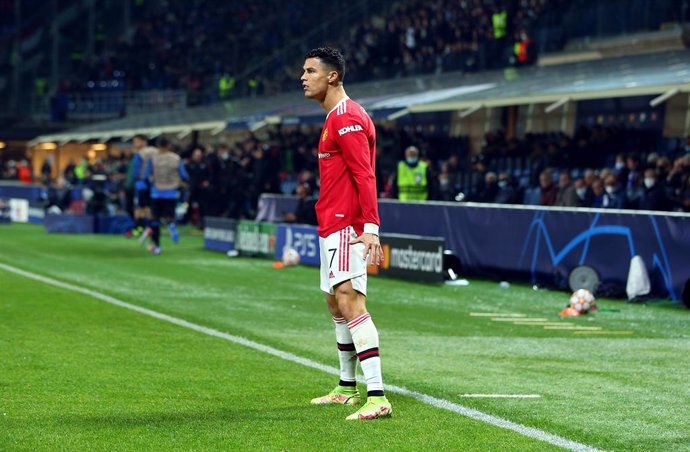 02 November 2021, Italy, Bergamo: Manchester United's Cristiano Ronaldo celebrates scoring his side's first goal during the UEFA Champions League Group F soccer match between Atalanta BC and Manchester United at Gewiss Stadium. Photo: Francesco Scaccian